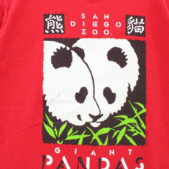 Vintage San Diego Zoo Shirt Womens Red Short Sleeve Giant Pandas Graphic S Y2K - Picture 5 of 9